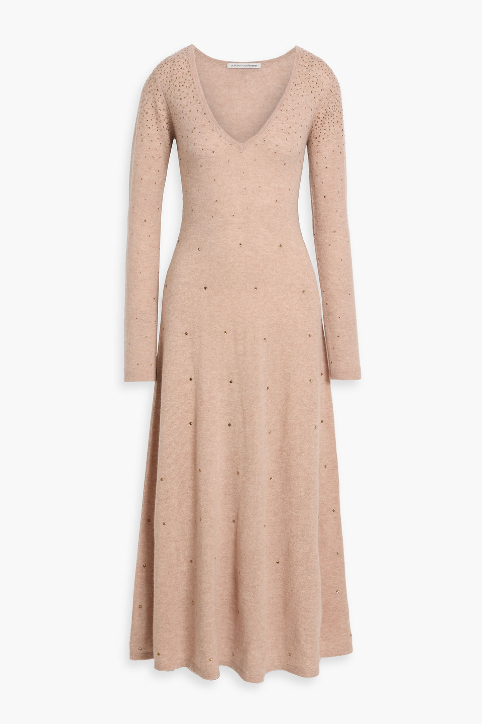 Autumn Cashmere Bead-embellished Cashmere Midi Dress In Neutral