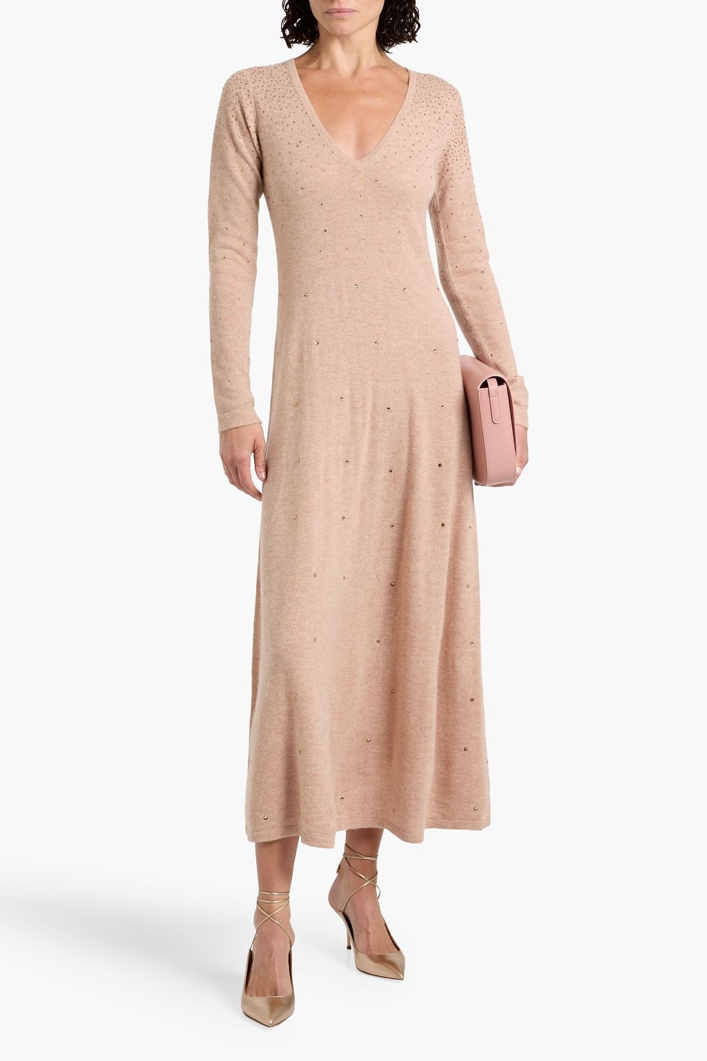 AUTUMN CASHMERE Bead-embellished cashmere midi dress