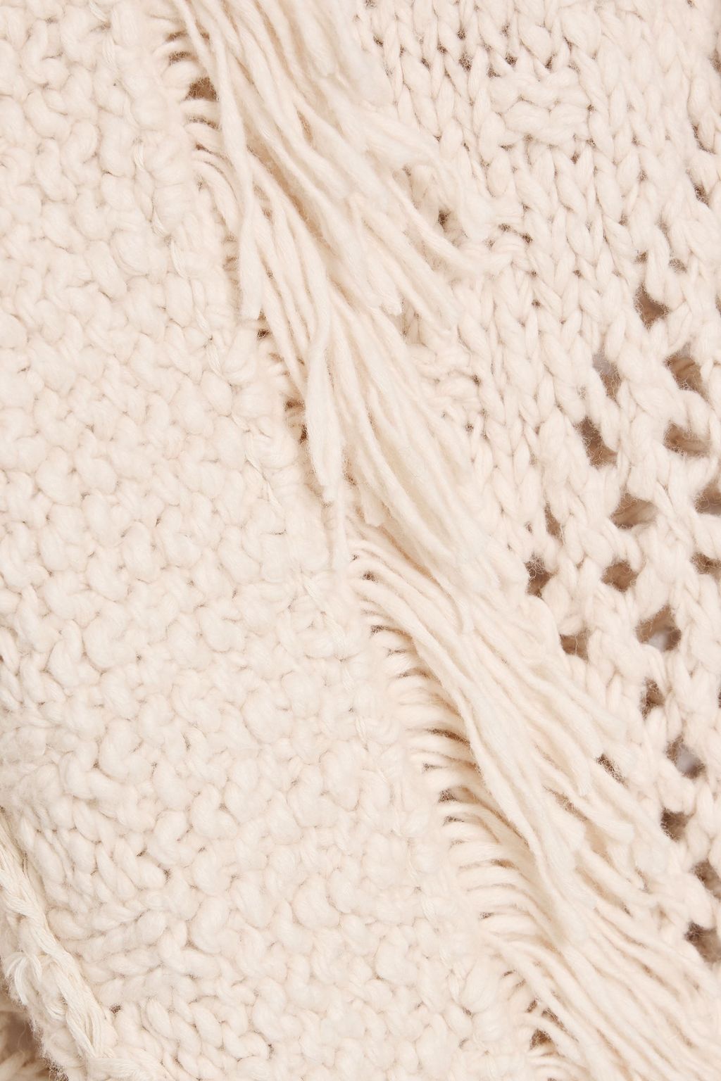 AUTUMN CASHMERE Fringed open-knit cotton cardigan