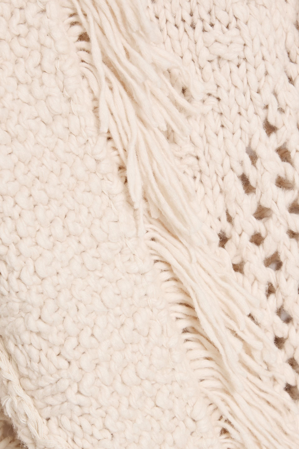 Autumn Cashmere Fringed Open-knit Cotton Cardigan In Neutral