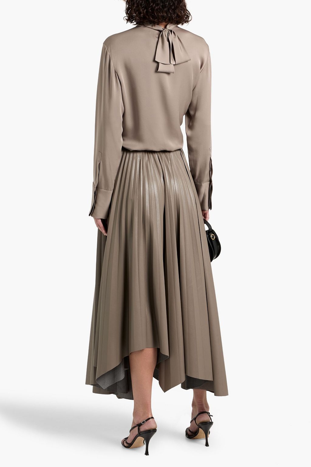 THEORY Pussy-bow silk-crepe blouse