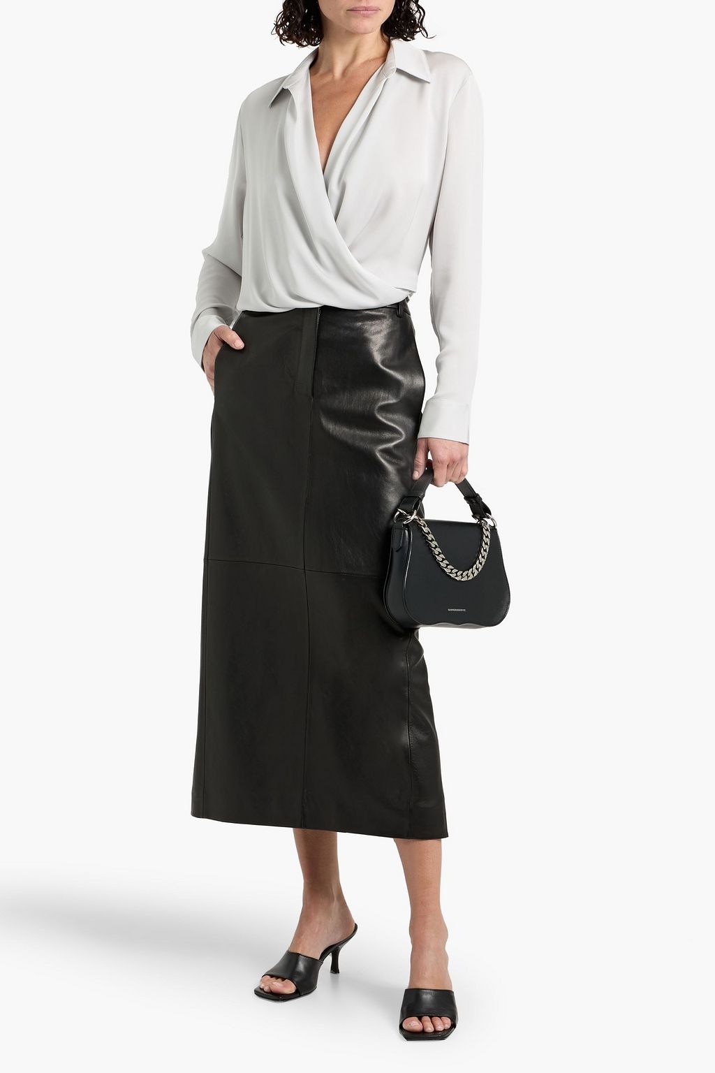 THEORY Wrap-effect silk crepe de chine blouse