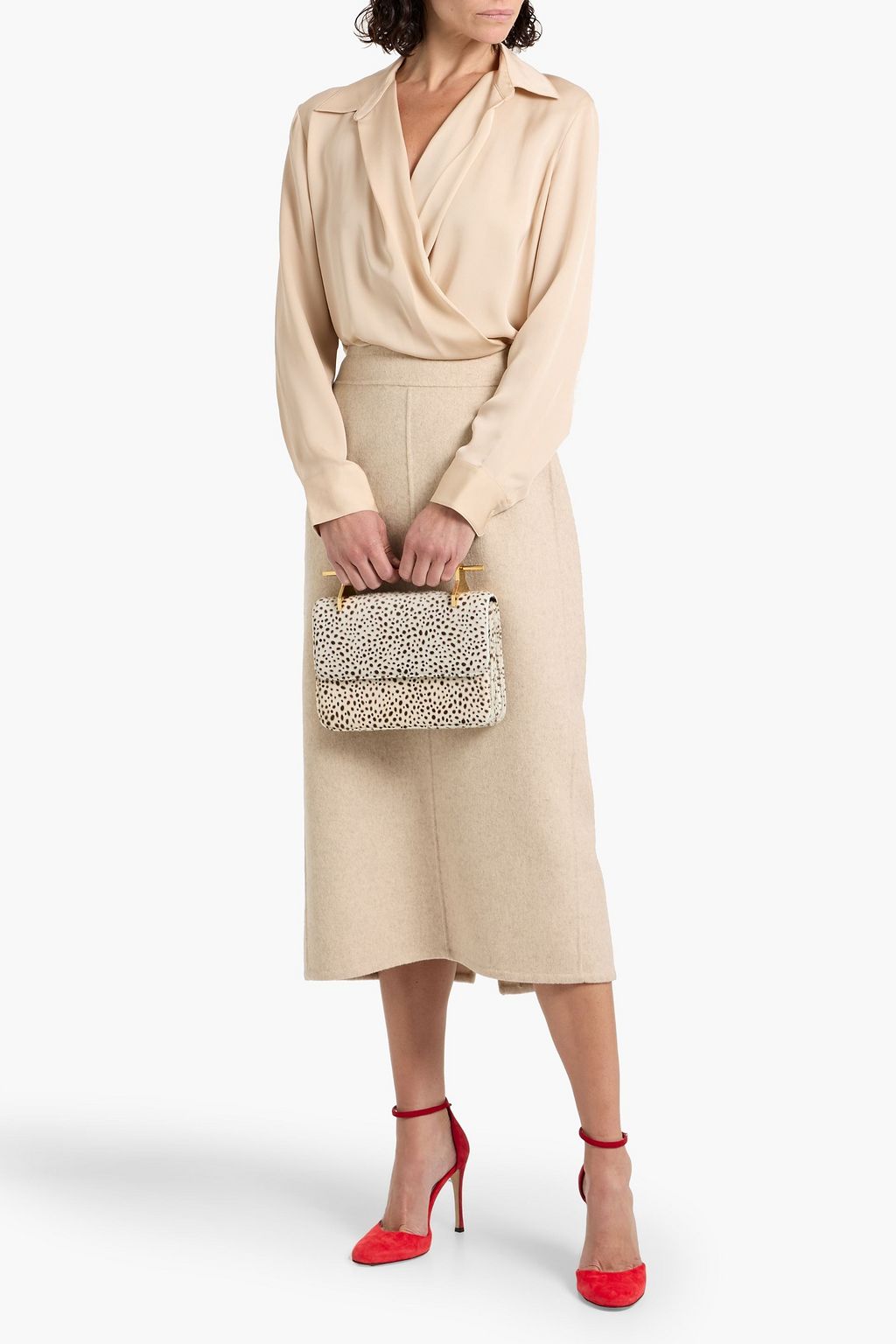 THEORY Wrap-effect silk crepe de chine blouse