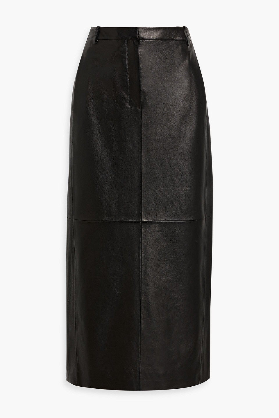 Theory Leather Midi Skirt In Black