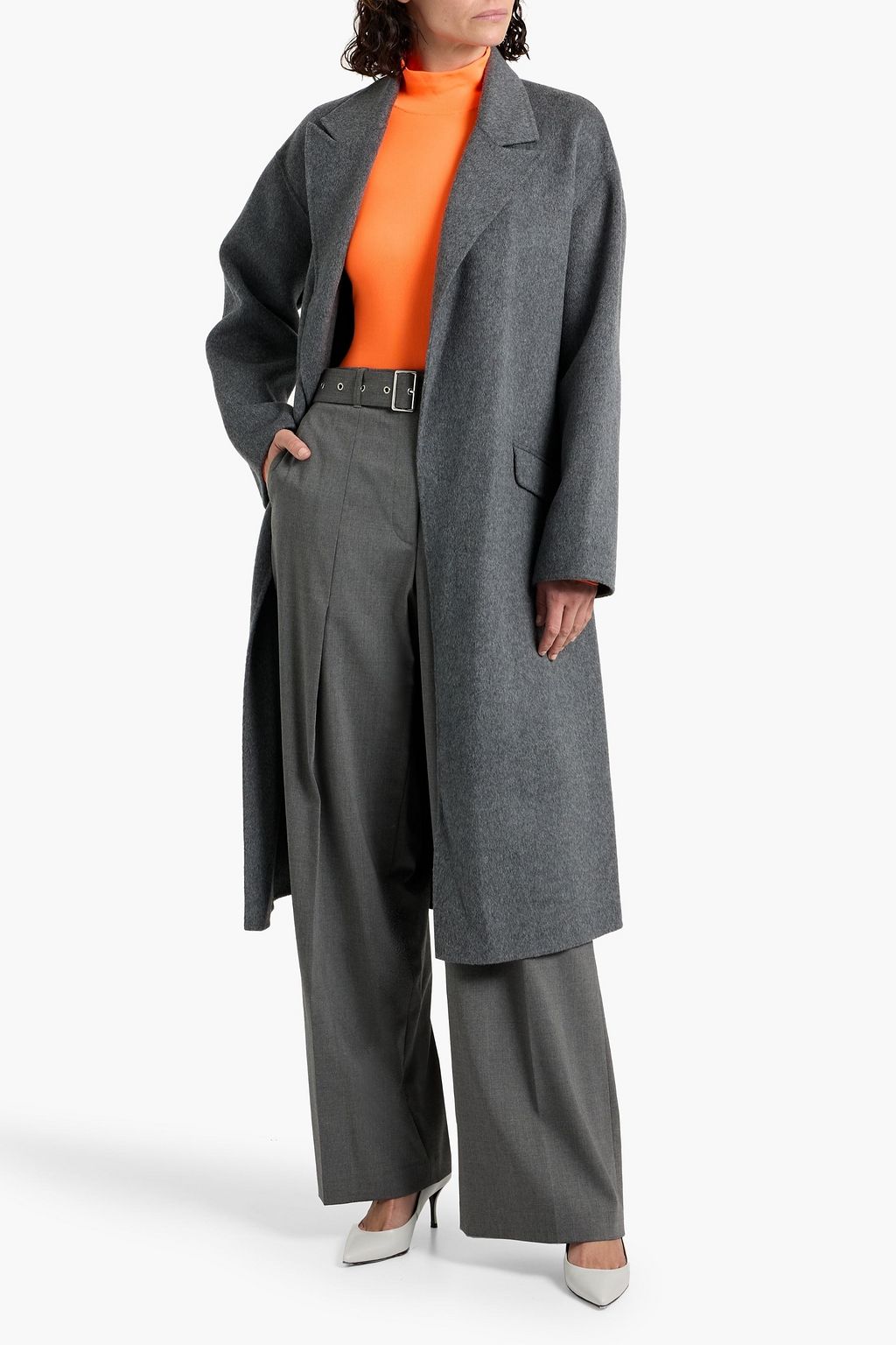 THEORY Belted wool and cashmere-blend felt coat