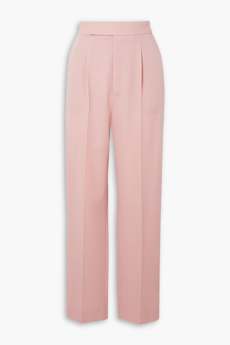 Ralph Lauren Evanne Pleated Wool-twill Straight-leg Pants In Pink