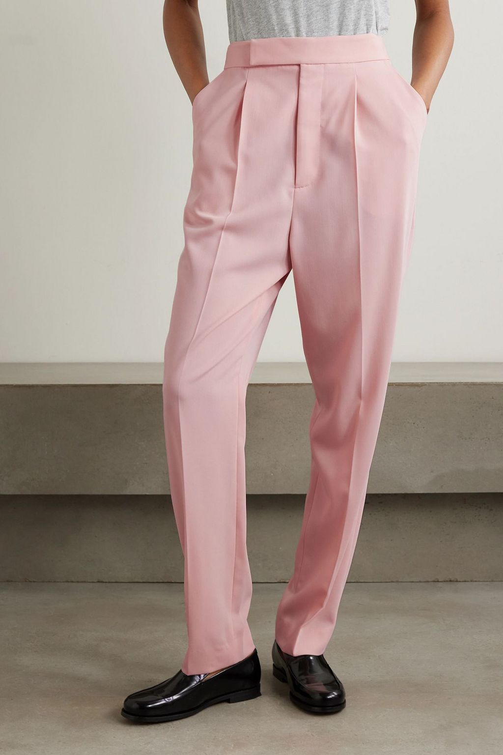 RALPH LAUREN COLLECTION Evanne pleated wool-twill straight-leg pants