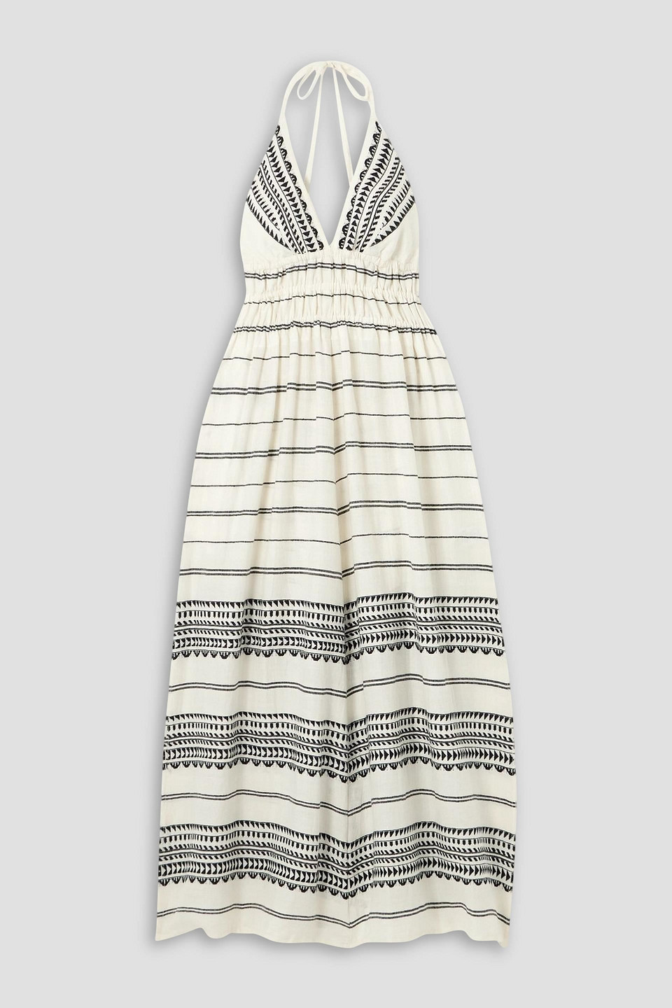 Lemlem Gete Striped Cotton Halterneck Midi Dress In White
