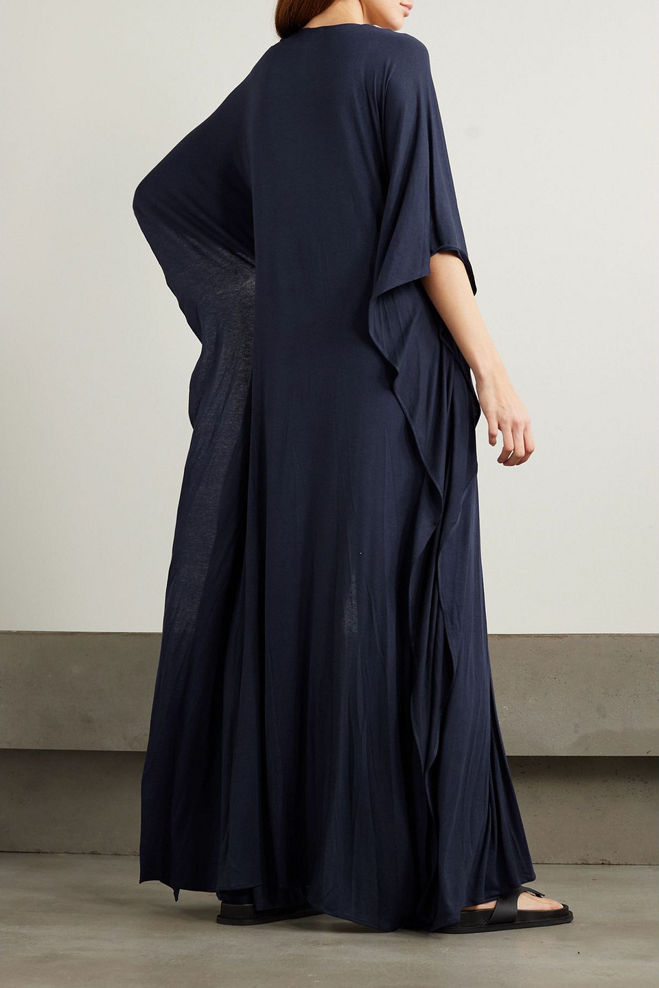 Miguelina Norma Stretch-jersey Cape And Wrap-effect Jumpsuit Set In Blue