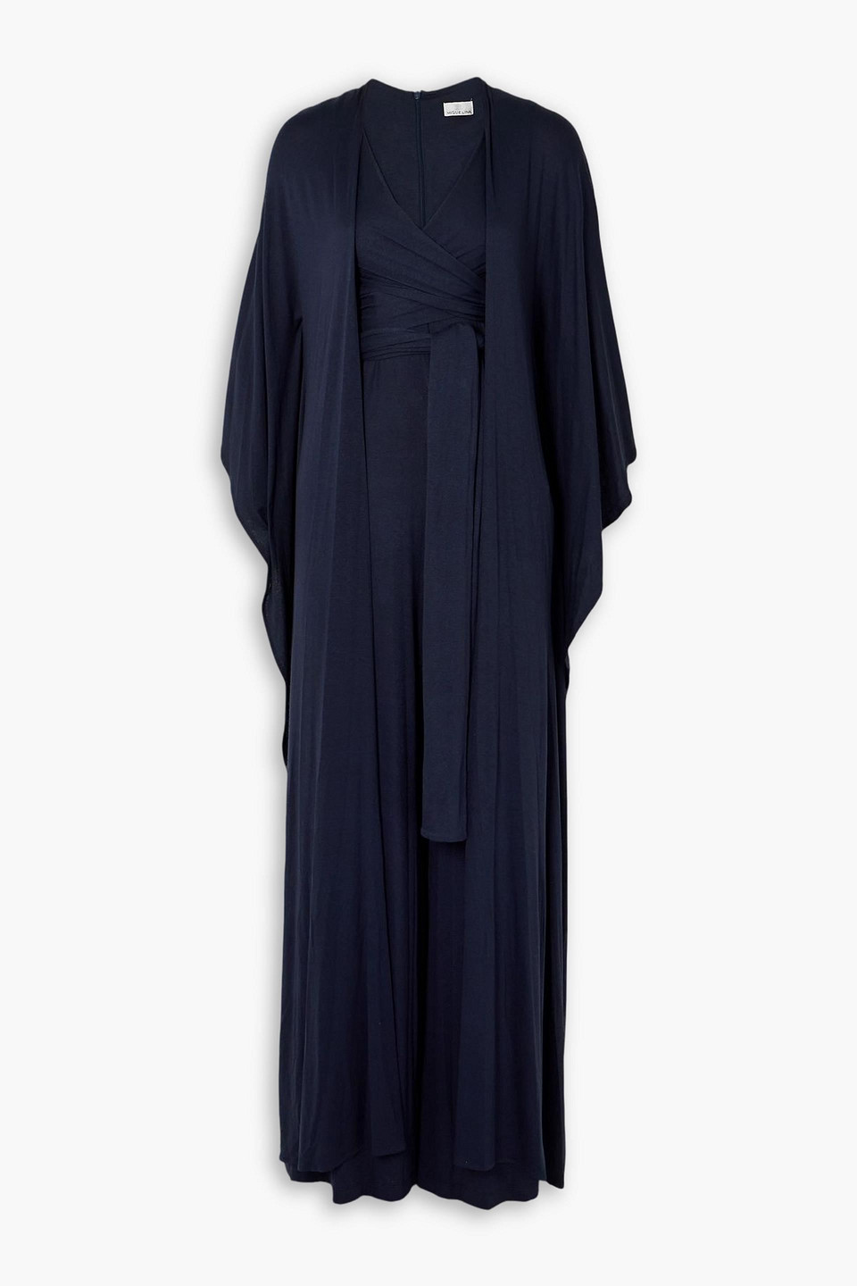 Miguelina Norma Stretch-jersey Cape And Wrap-effect Jumpsuit Set In Blue