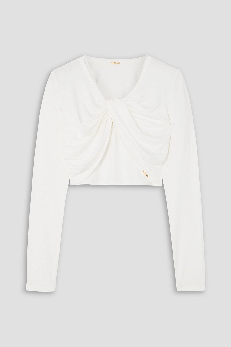 Cult Gaia Avani Cropped Twist-front Stretch-jersey Top In White