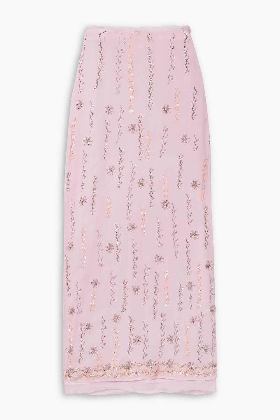Loveshackfancy Goodall Embellished Chiffon Maxi Skirt In Pink
