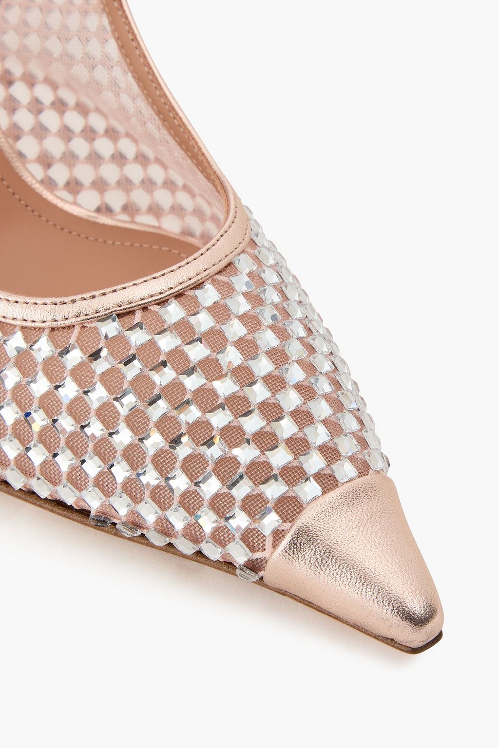 MALONE SOULIERS Vesper 70 crystal-embellished mesh slingback pumps