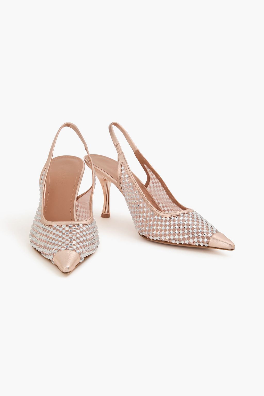 MALONE SOULIERS Vesper 70 crystal-embellished mesh slingback pumps