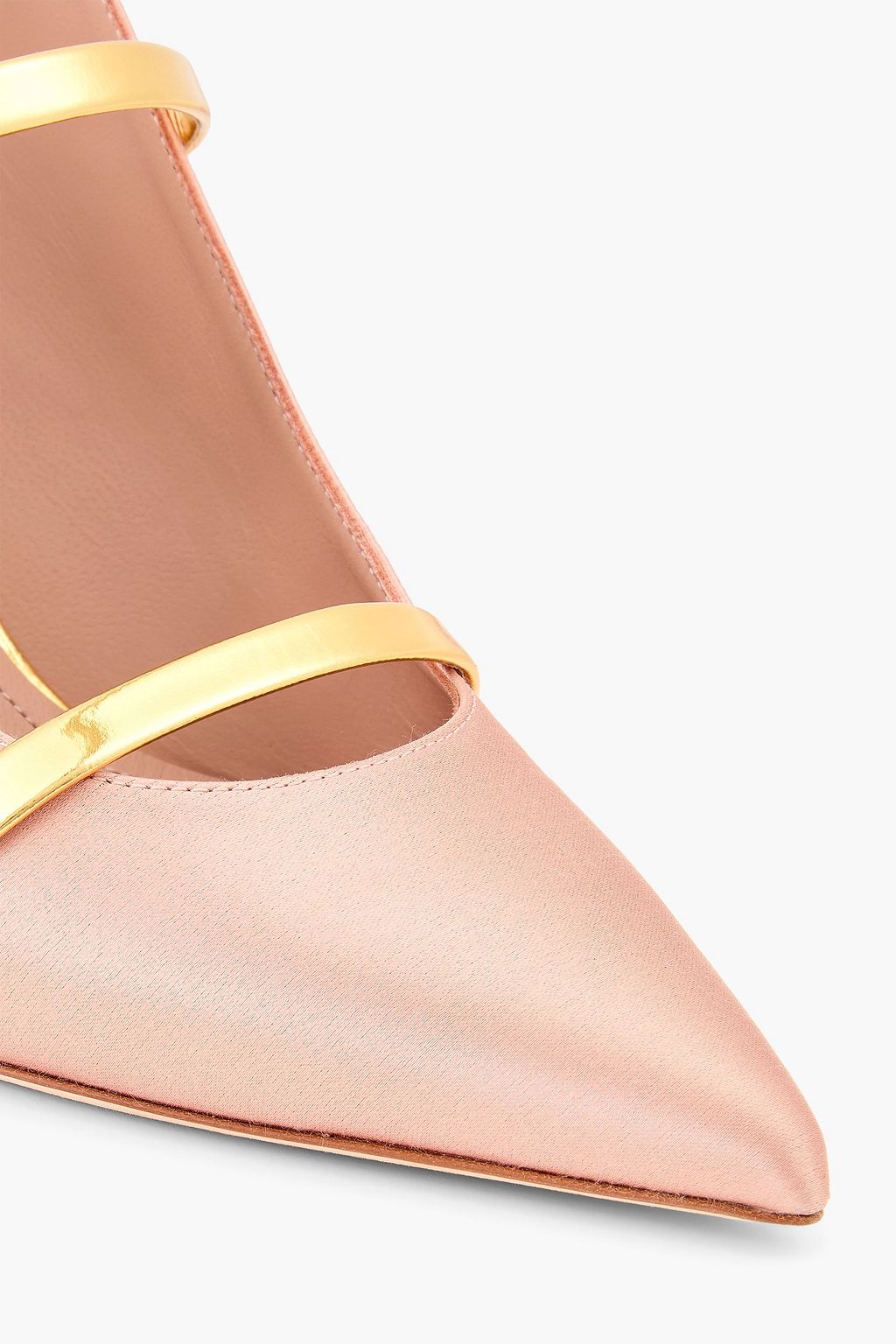 MALONE SOULIERS Maureen 70 metallic leather-trimmed satin mules
