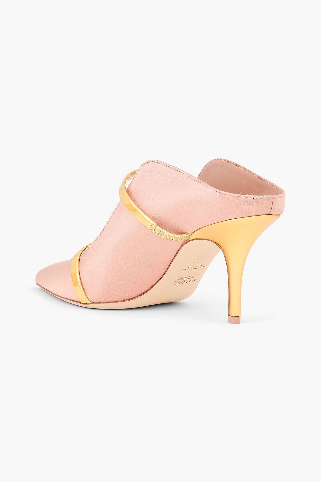 MALONE SOULIERS Maureen 70 metallic leather-trimmed satin mules