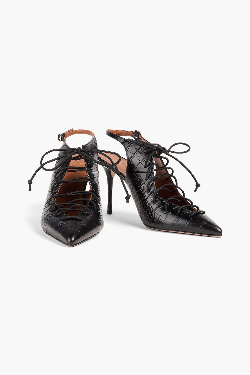 MALONE SOULIERS Alessandra 85 croc-effect leather slingback pumps