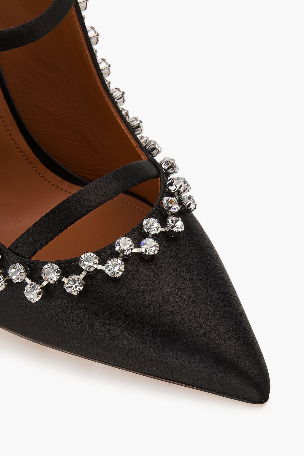 MALONE SOULIERS Hala 100 crystal-embellished satin mules