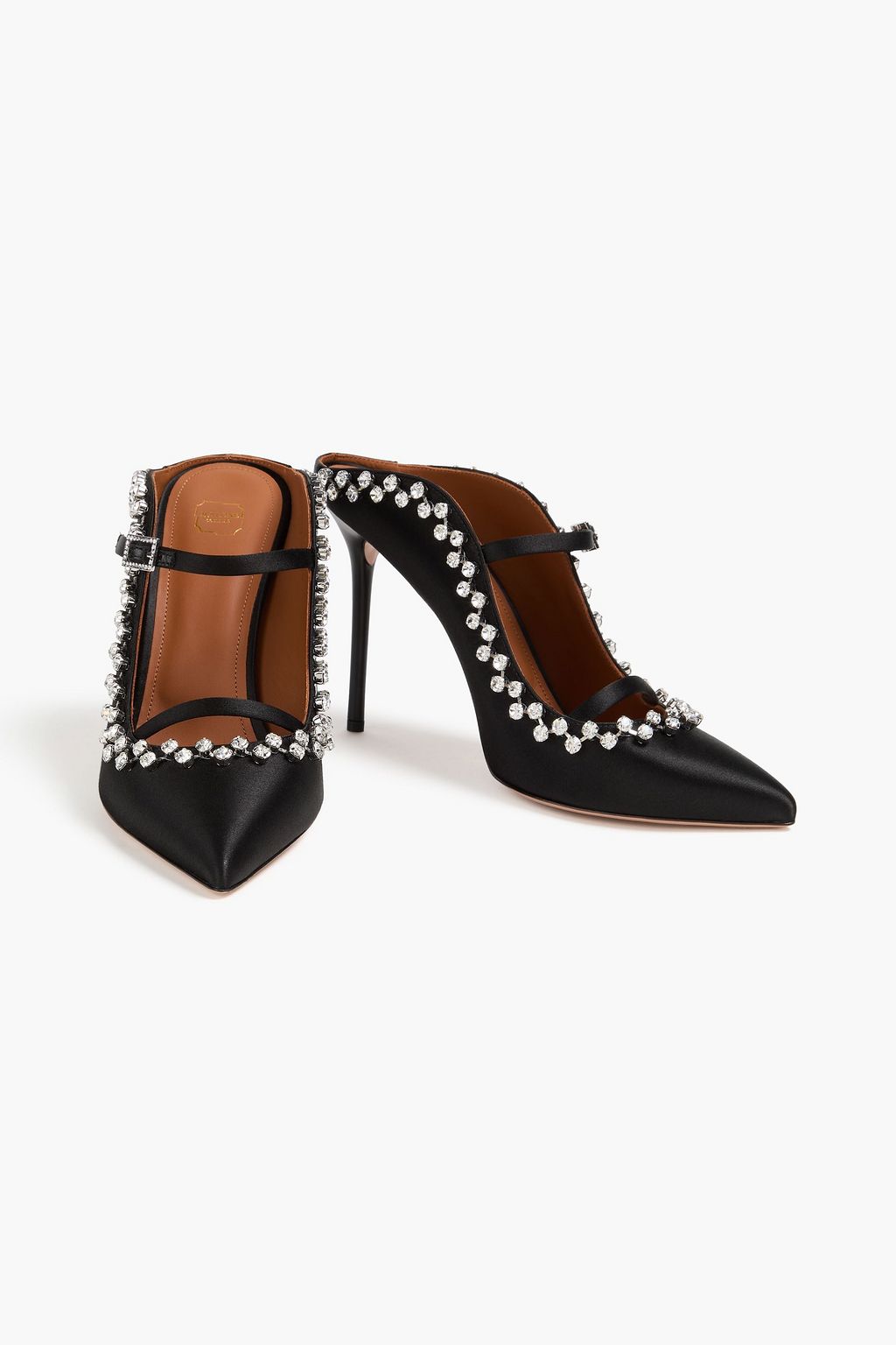 MALONE SOULIERS Hala 100 crystal-embellished satin mules