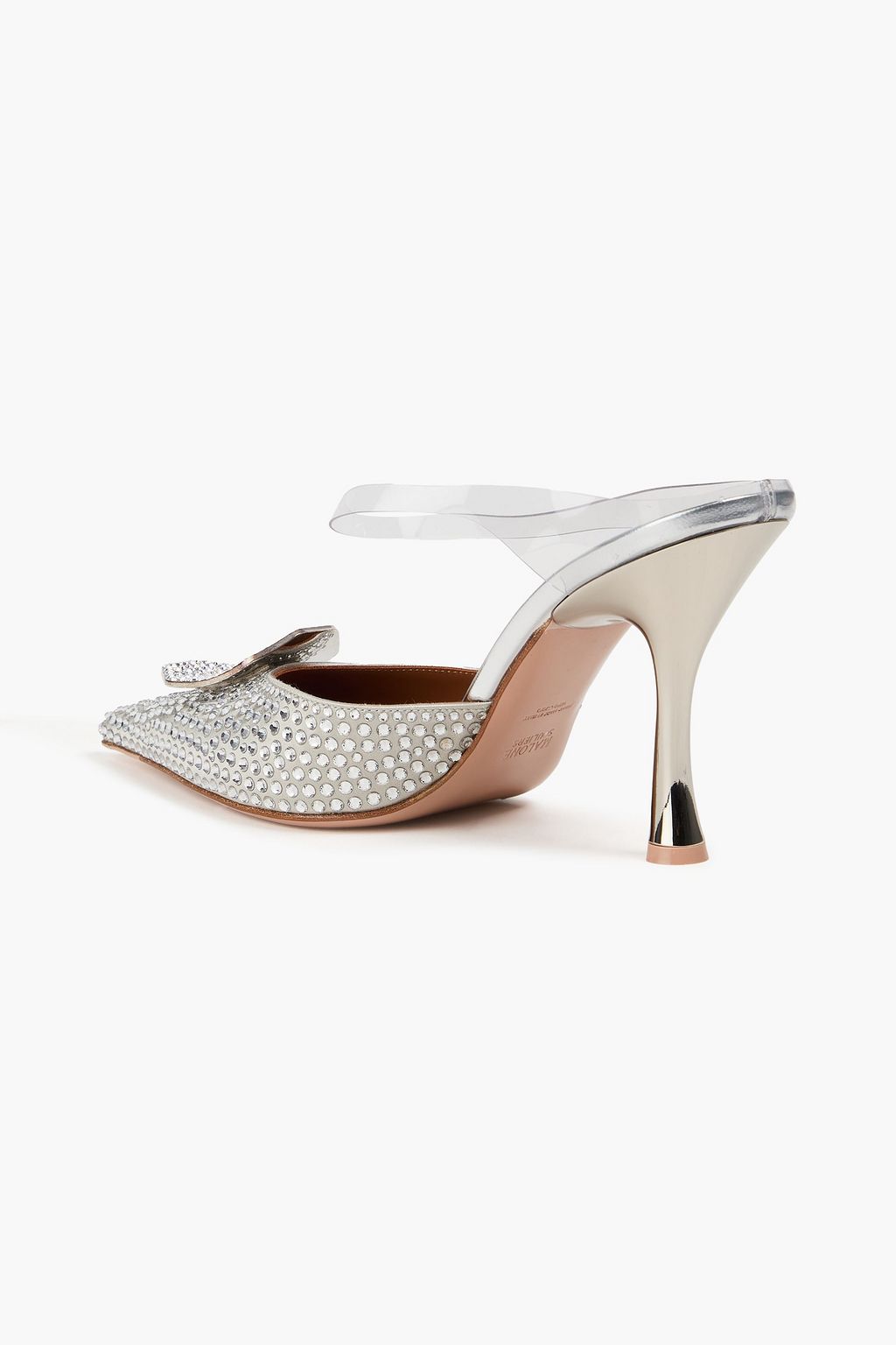 MALONE SOULIERS Verity 90 crystal-embellished satin and PVC mules