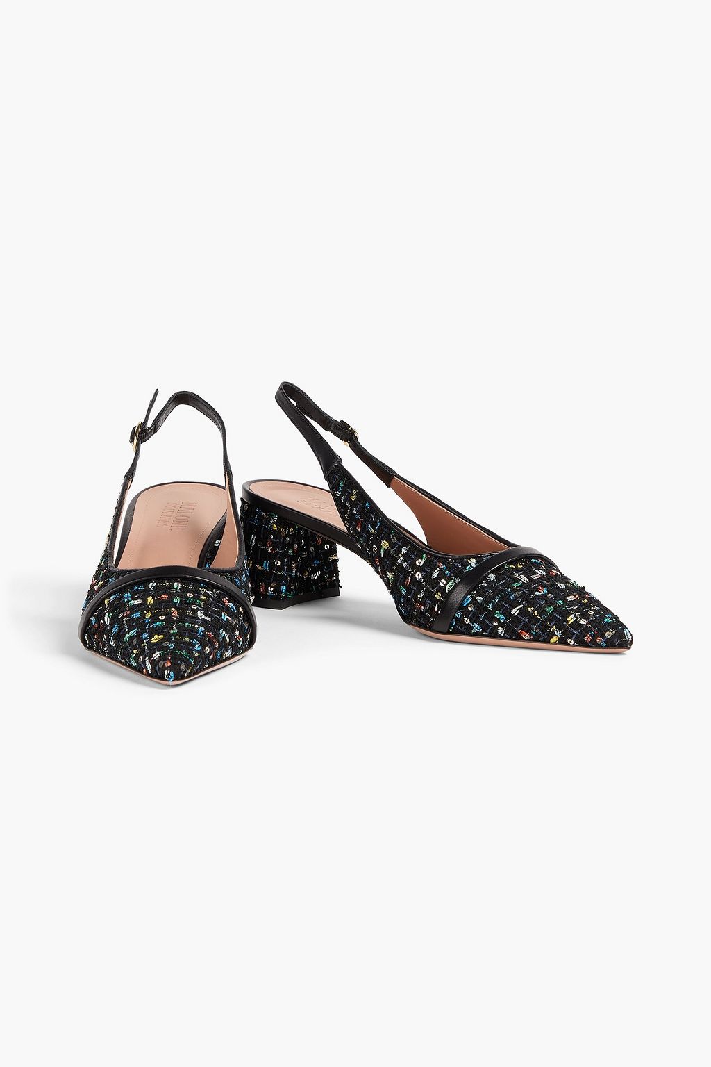 MALONE SOULIERS Jovi 45 sequin-embellished tweed slingback pumps