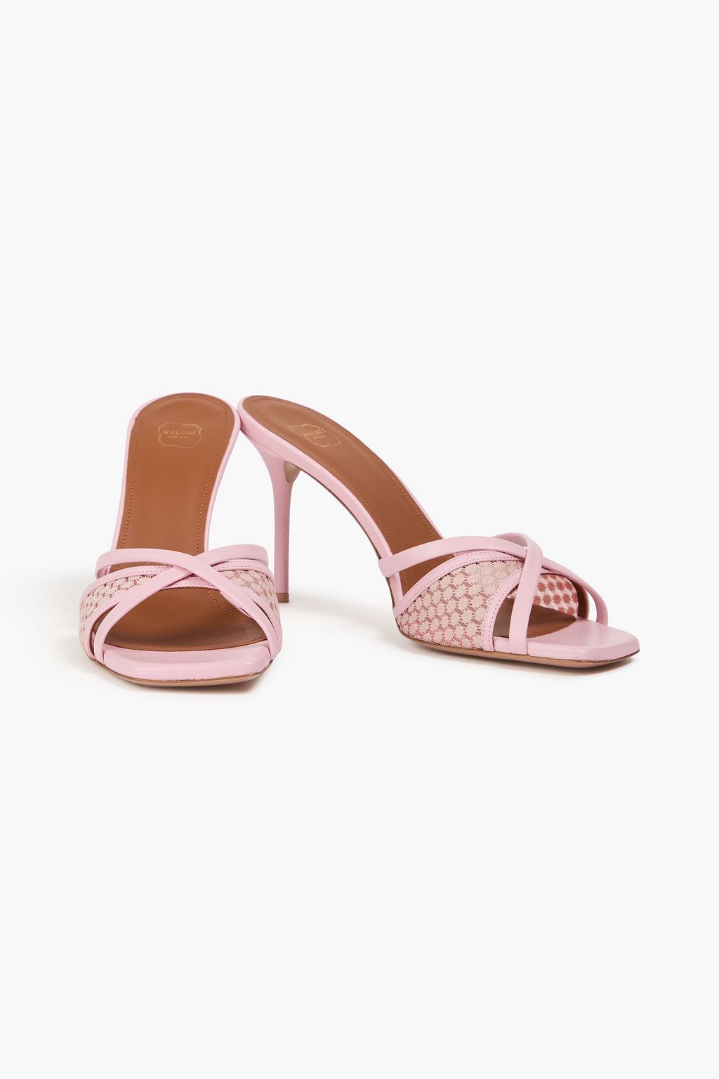 MALONE SOULIERS Penny 85 leather-trimmed lace mules