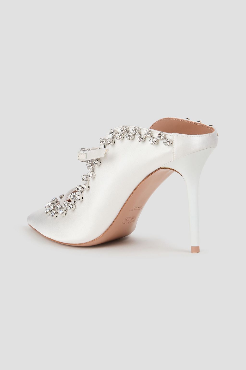 MALONE SOULIERS Gala 85 crystal-embellished satin mules