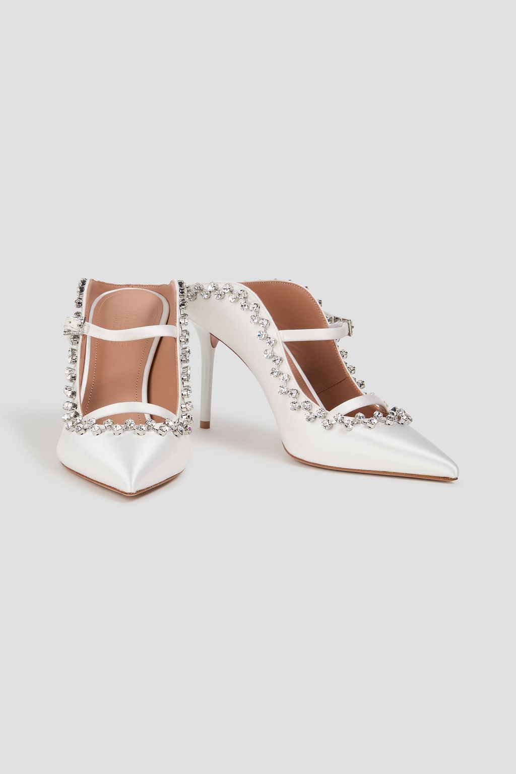 MALONE SOULIERS Gala 85 crystal-embellished satin mules