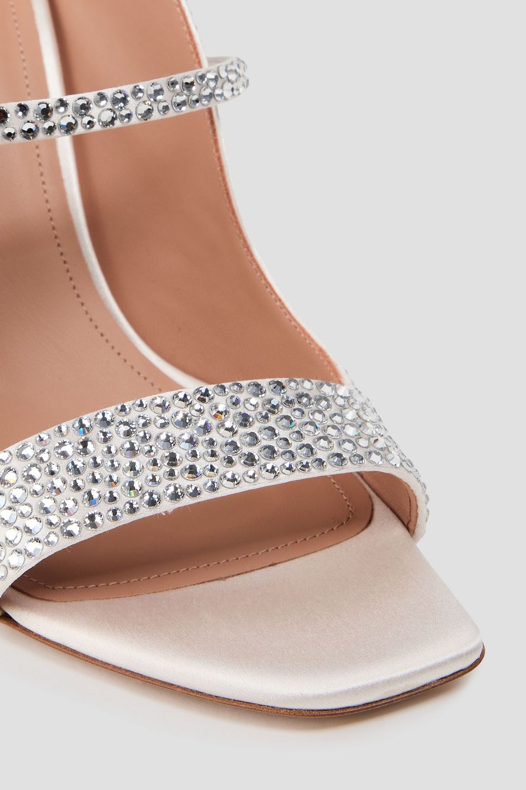MALONE SOULIERS Carlotta 90 crystal-embellished satin mules