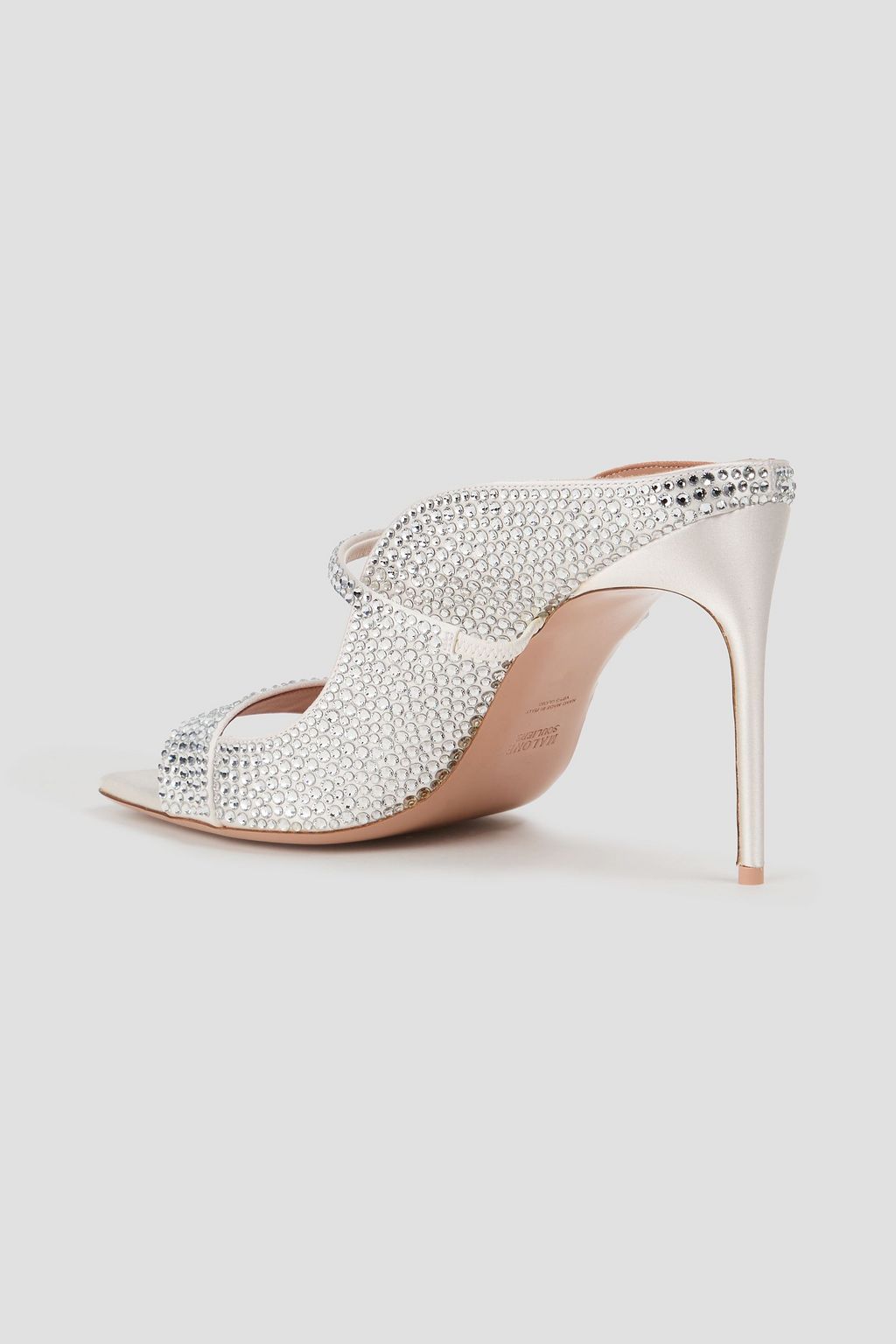 MALONE SOULIERS Carlotta 90 crystal-embellished satin mules