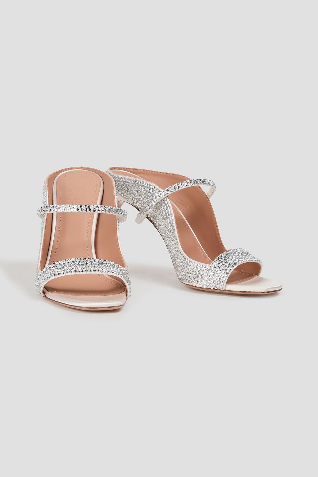 MALONE SOULIERS Carlotta 90 crystal-embellished satin mules