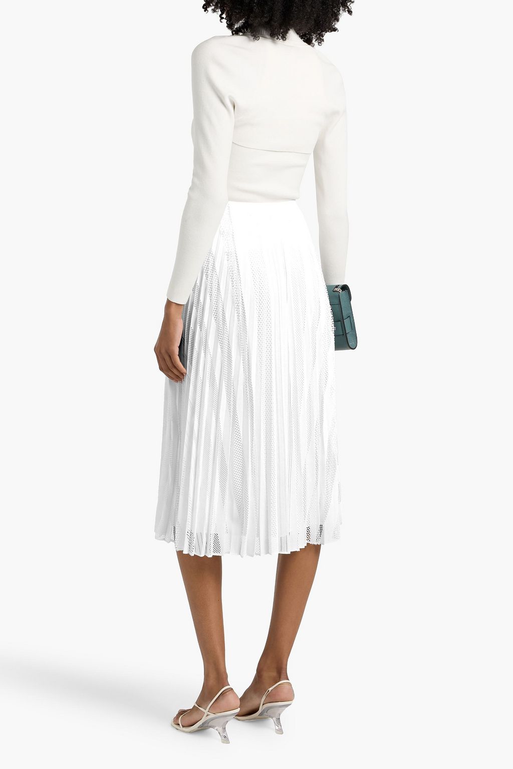 THEORY Pleated lace midi skirt