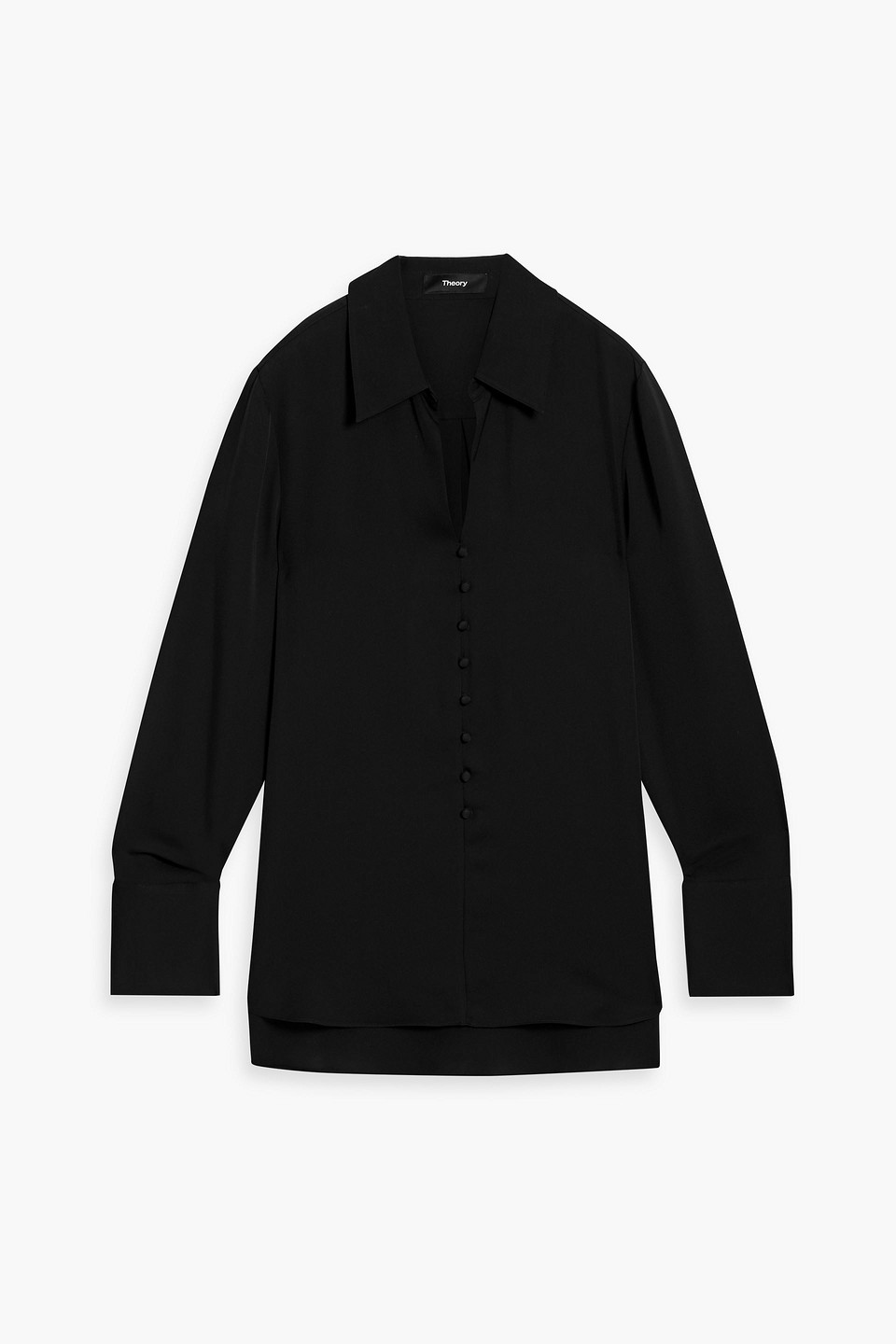 Theory Silk Crepe De Chine Blouse In Black