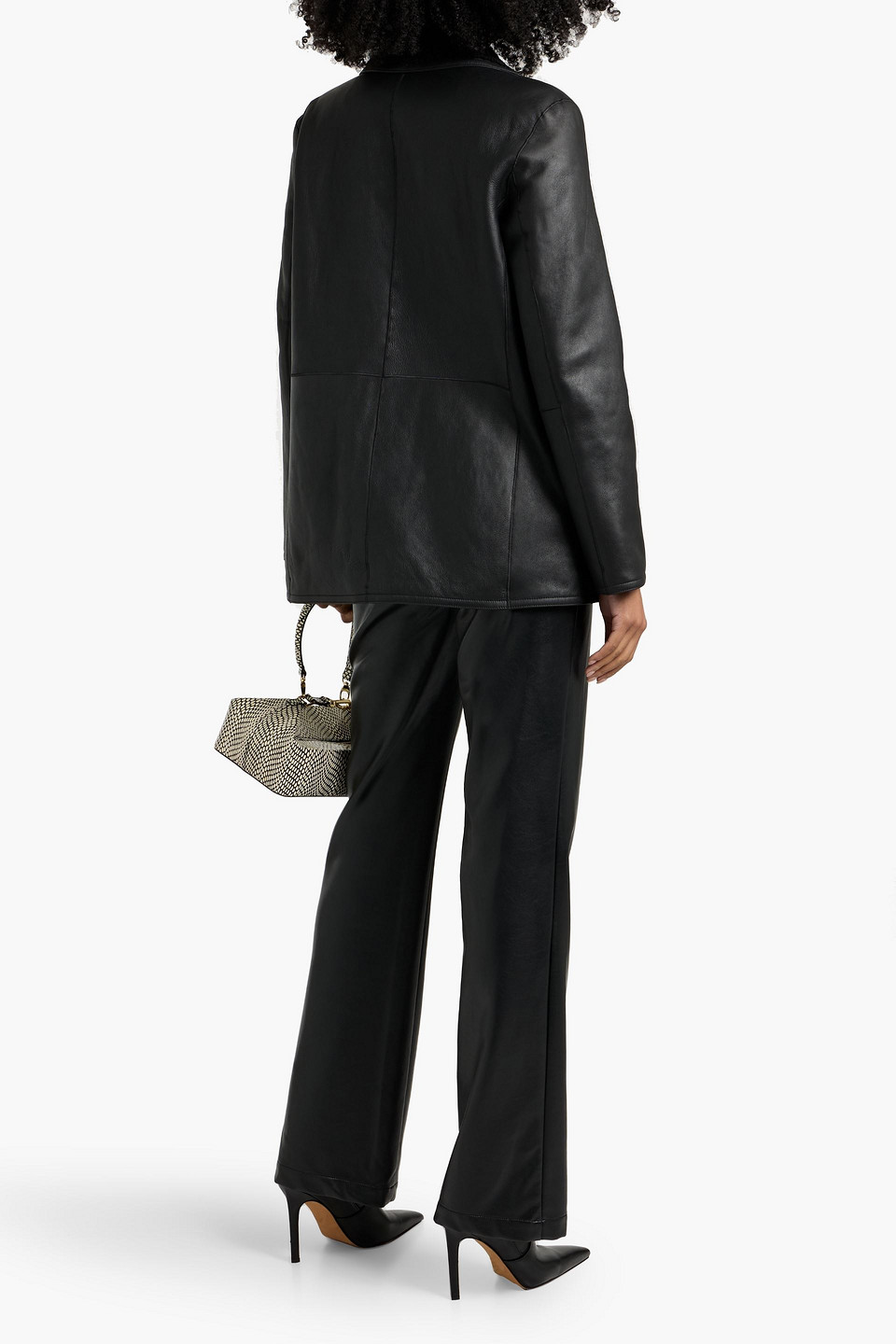 Theory Reversible Double-breasted Shearling Jacket In Black