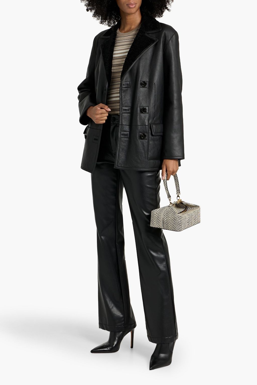 THEORY Reversible double-breasted shearling jacket