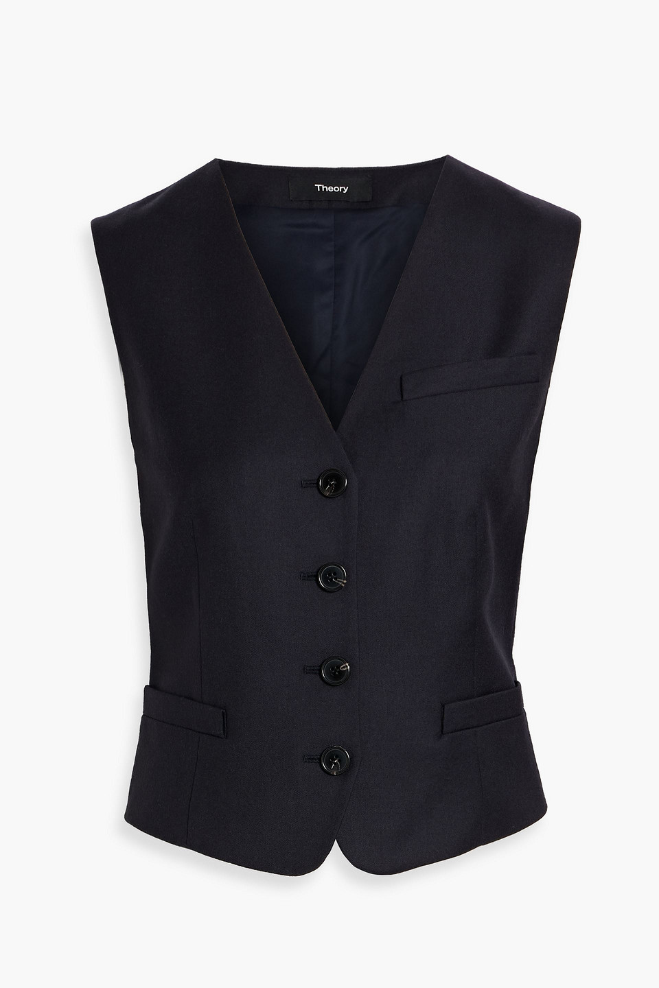 Theory Wool-twill Vest In Blue