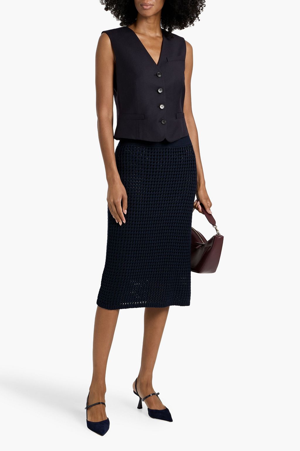 THEORY Crocheted cotton skirt
