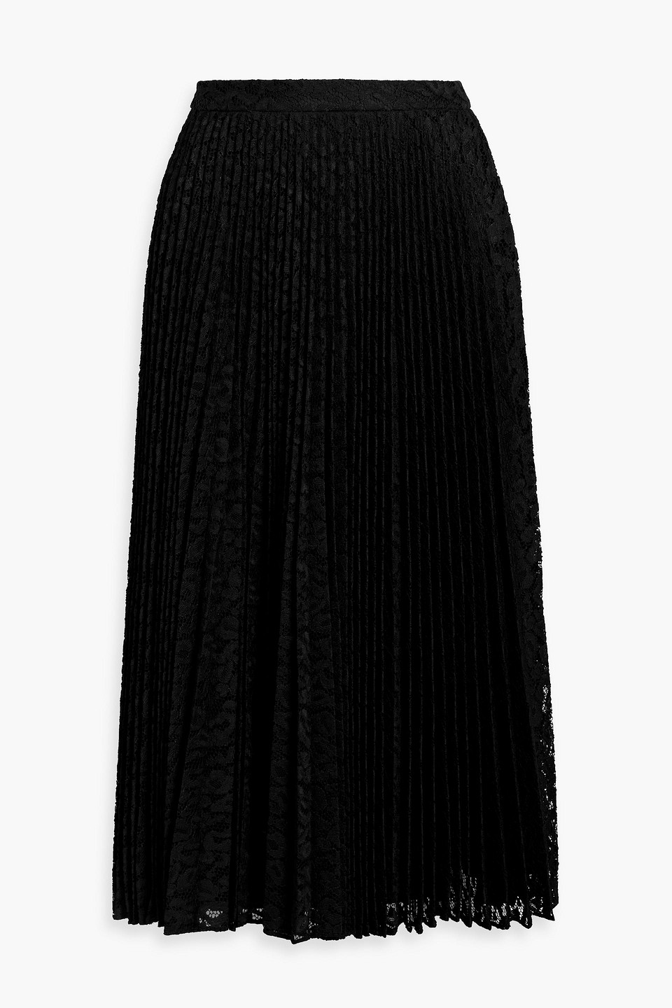 Theory Pleated Lace Midi Skirt In Black