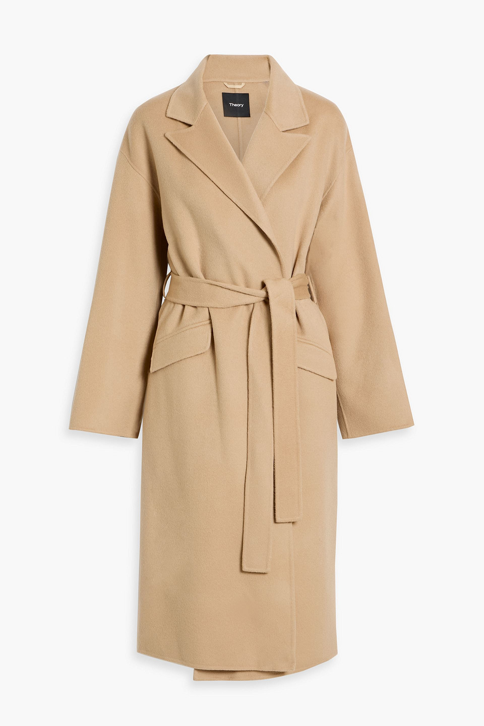 Theory Belted Wool And Cashmere-blend Felt Coat In Nude