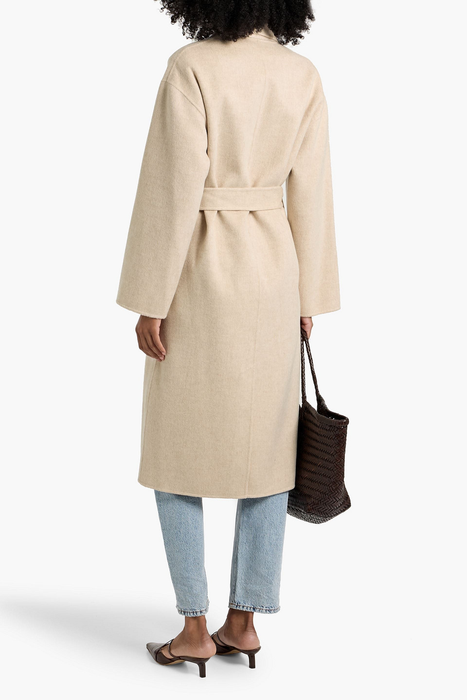 Theory Belted Wool And Cashmere-blend Felt Coat In Neutral