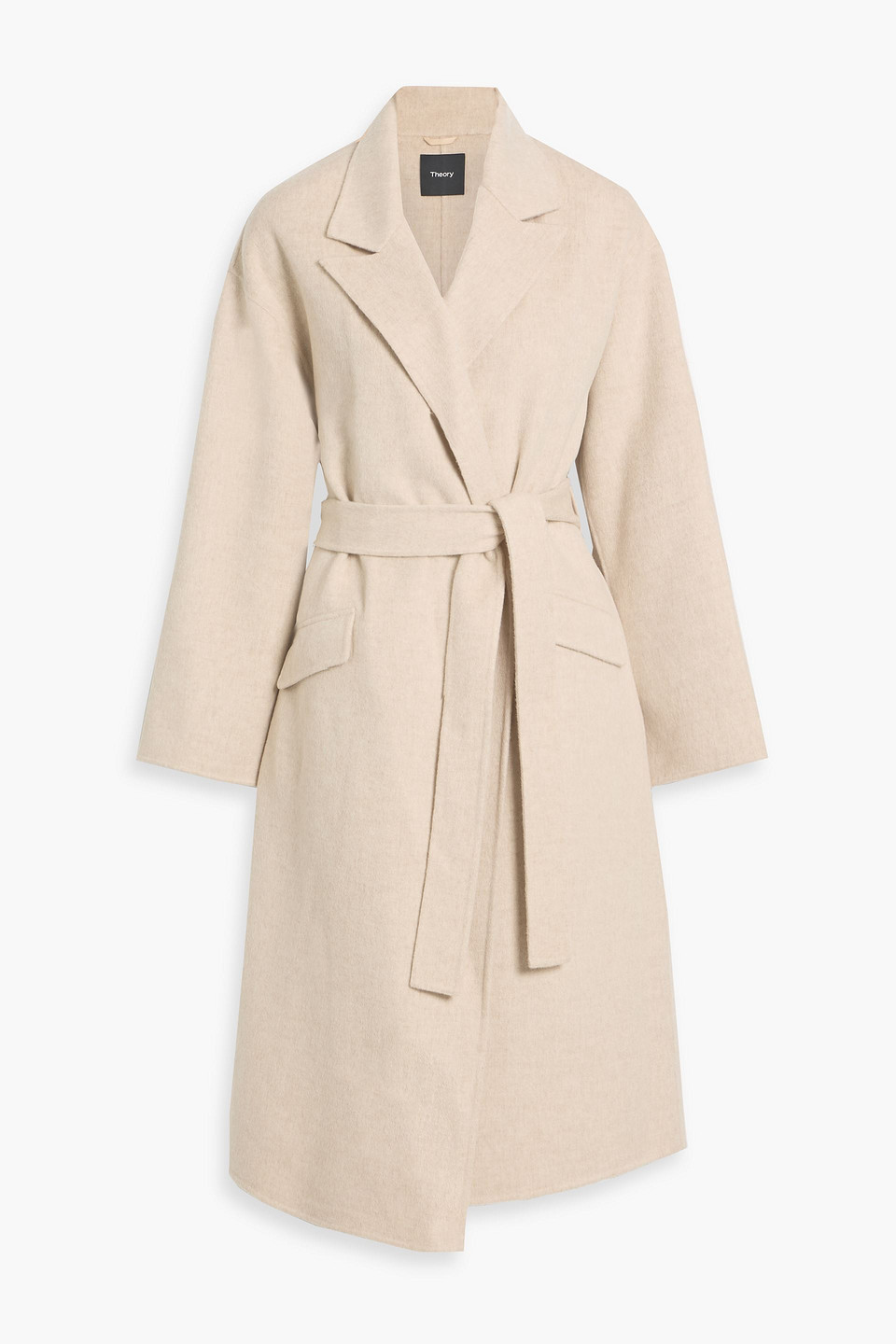 Theory Belted Wool And Cashmere-blend Felt Coat In Neutral