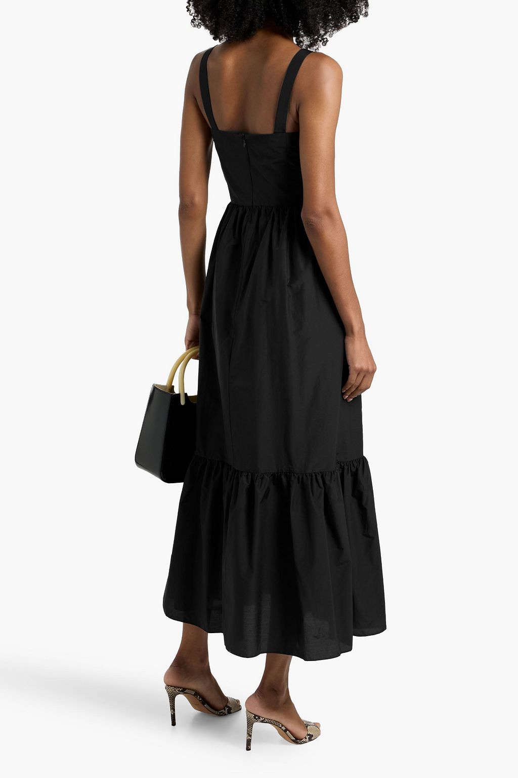 THEORY Tiered cotton-blend midi dress