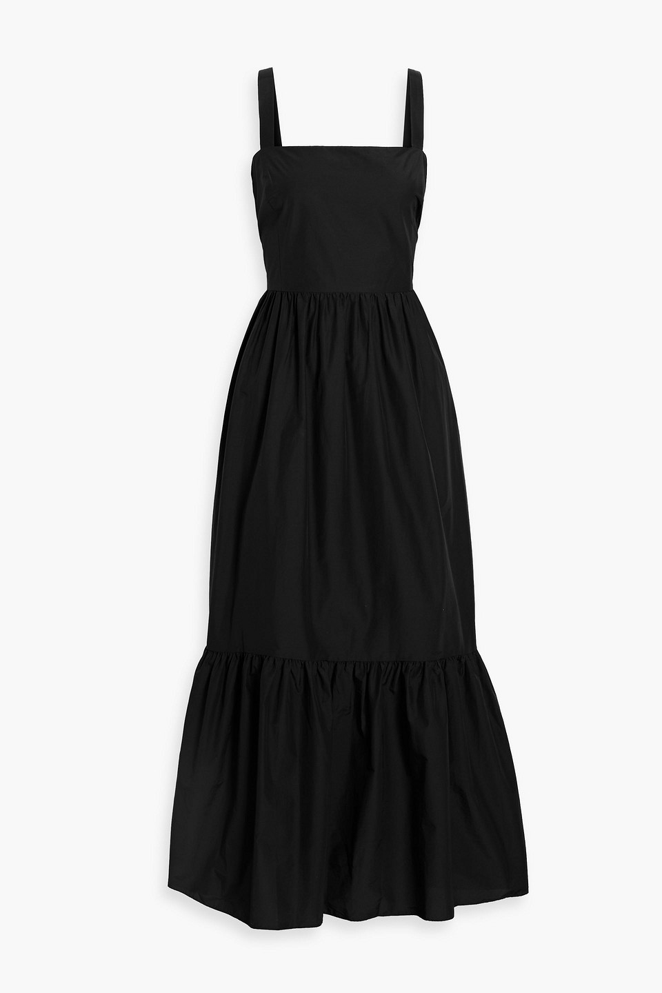 Theory Tiered Cotton-blend Midi Dress In Black