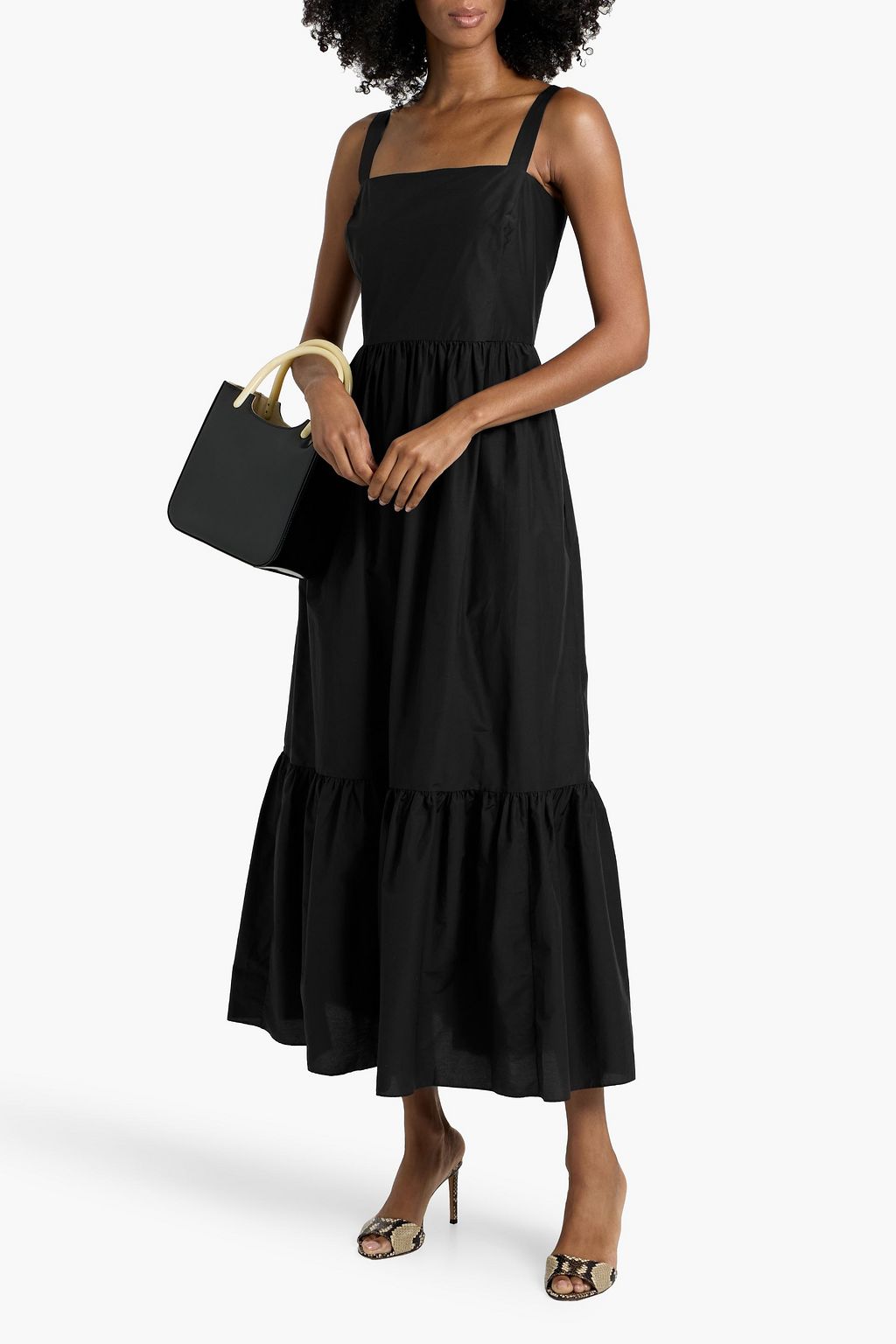 THEORY Tiered cotton-blend midi dress