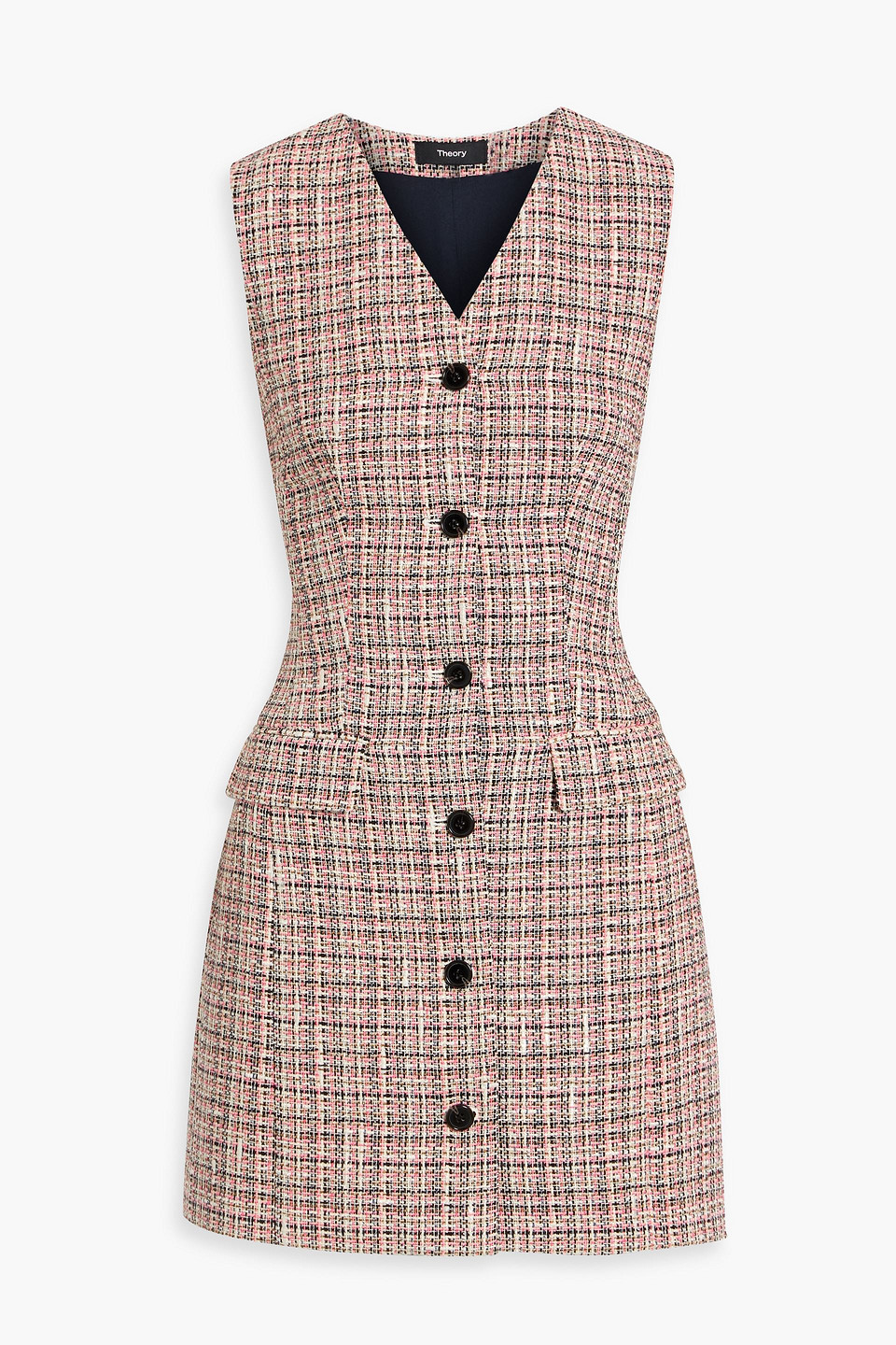Theory Cotton-blend Tweed Mini Dress In Pink