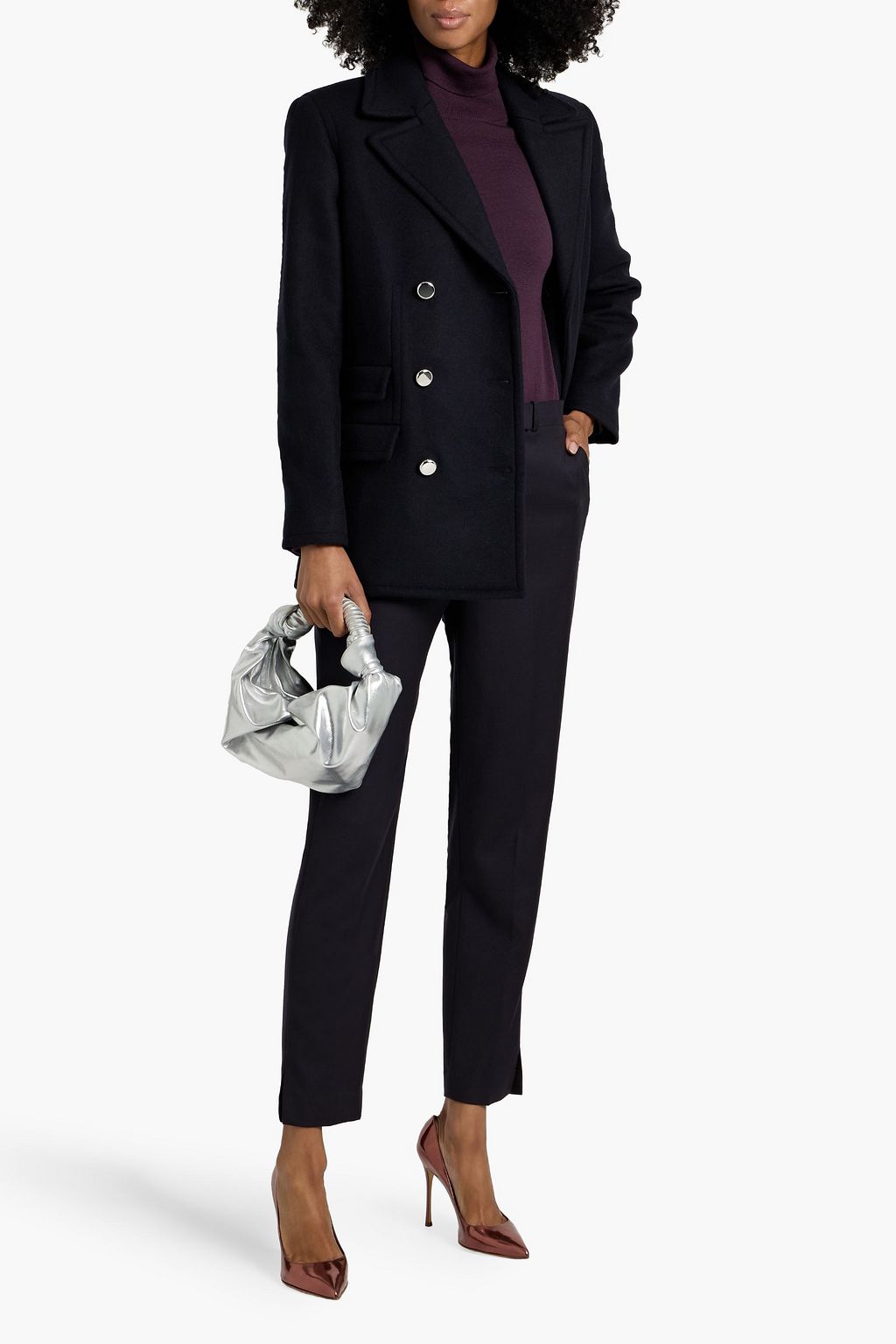 THEORY Melton double-breasted wool-blend felt blazer