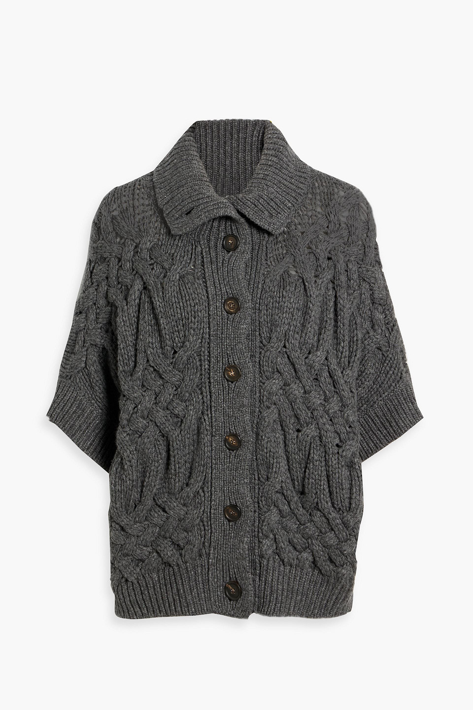 Brunello Cucinelli Cable-knit Cashmere Cardigan In Gray