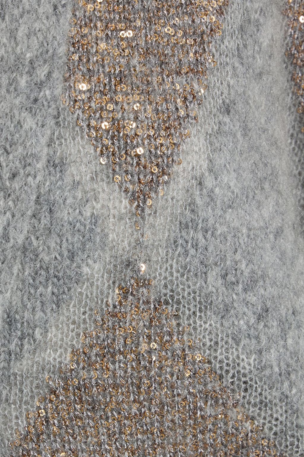BRUNELLO CUCINELLI Sequin-embellished argyle wool and mohair-blend cardigan
