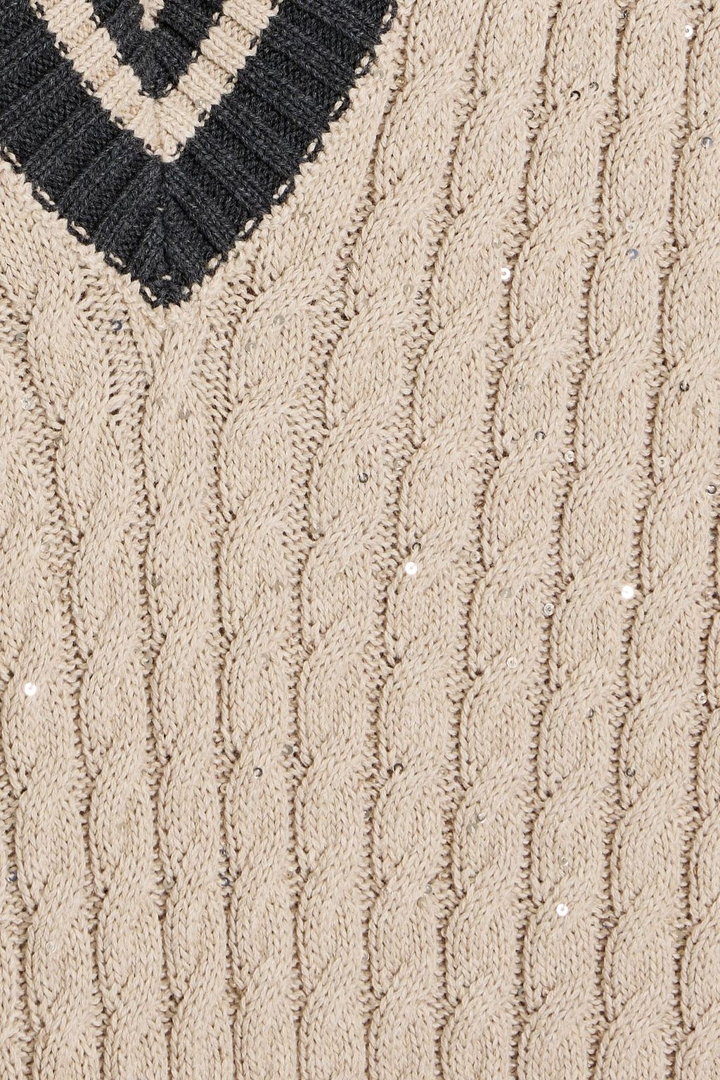 BRUNELLO CUCINELLI Sequin-embellished cable-knit cotton-blend maxi dress