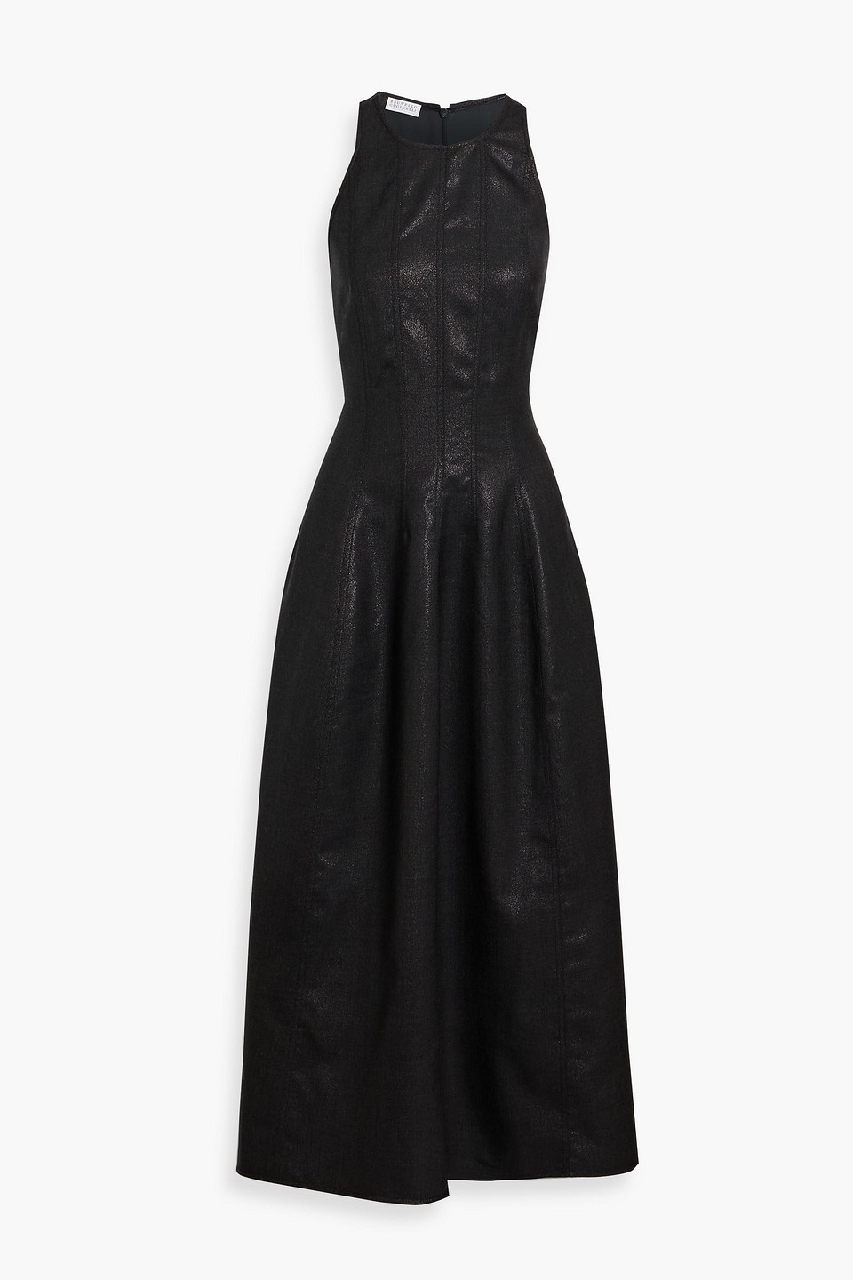 Brunello Cucinelli Metallic Wool-blend Midi Dress In Black